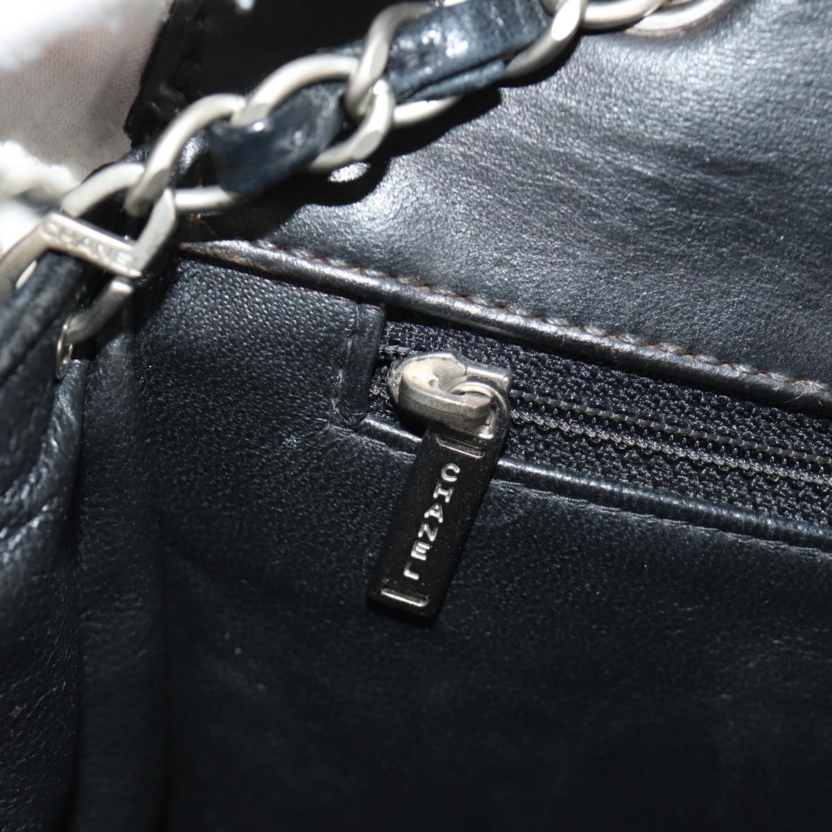 CHANEL Matelasse 25 Chain Shoulder Bag Lamb Skin Black Silver CC Auth 184284V