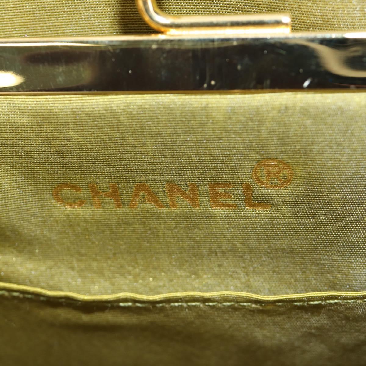 CHANEL Chain V Stitch Shoulder Bag Canvas Green Gold CC Auth 184285SM