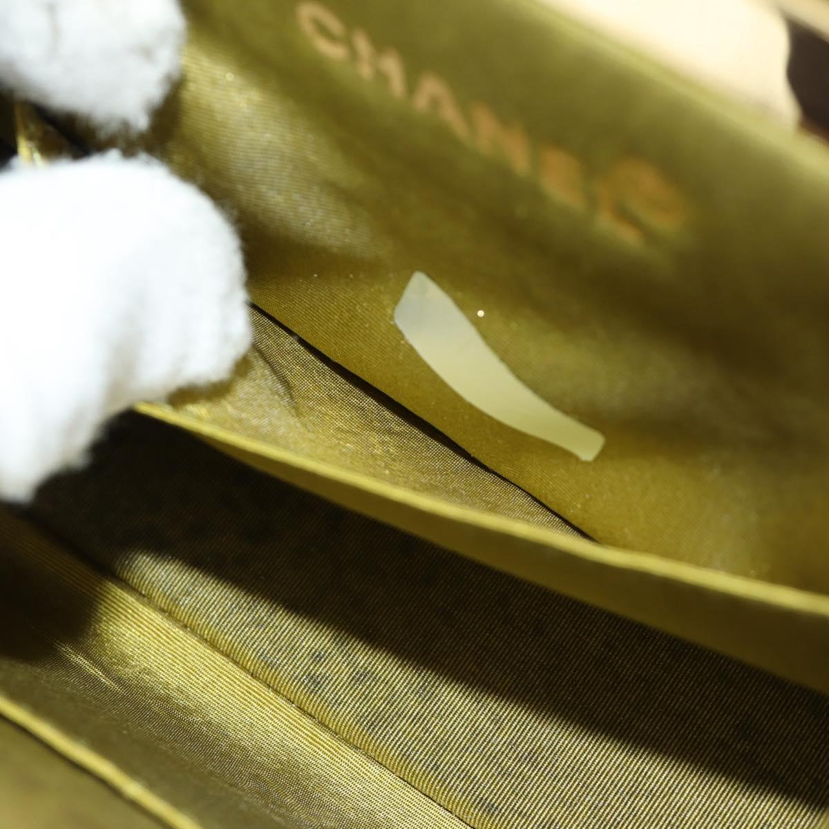 CHANEL Chain V Stitch Shoulder Bag Canvas Green Gold CC Auth 184285SM