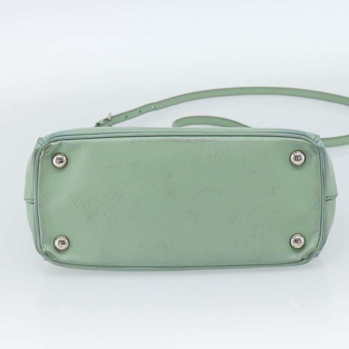 PRADA Galleria Hand Bag Safiano leather 2way LIme Green Silver Auth 184301A