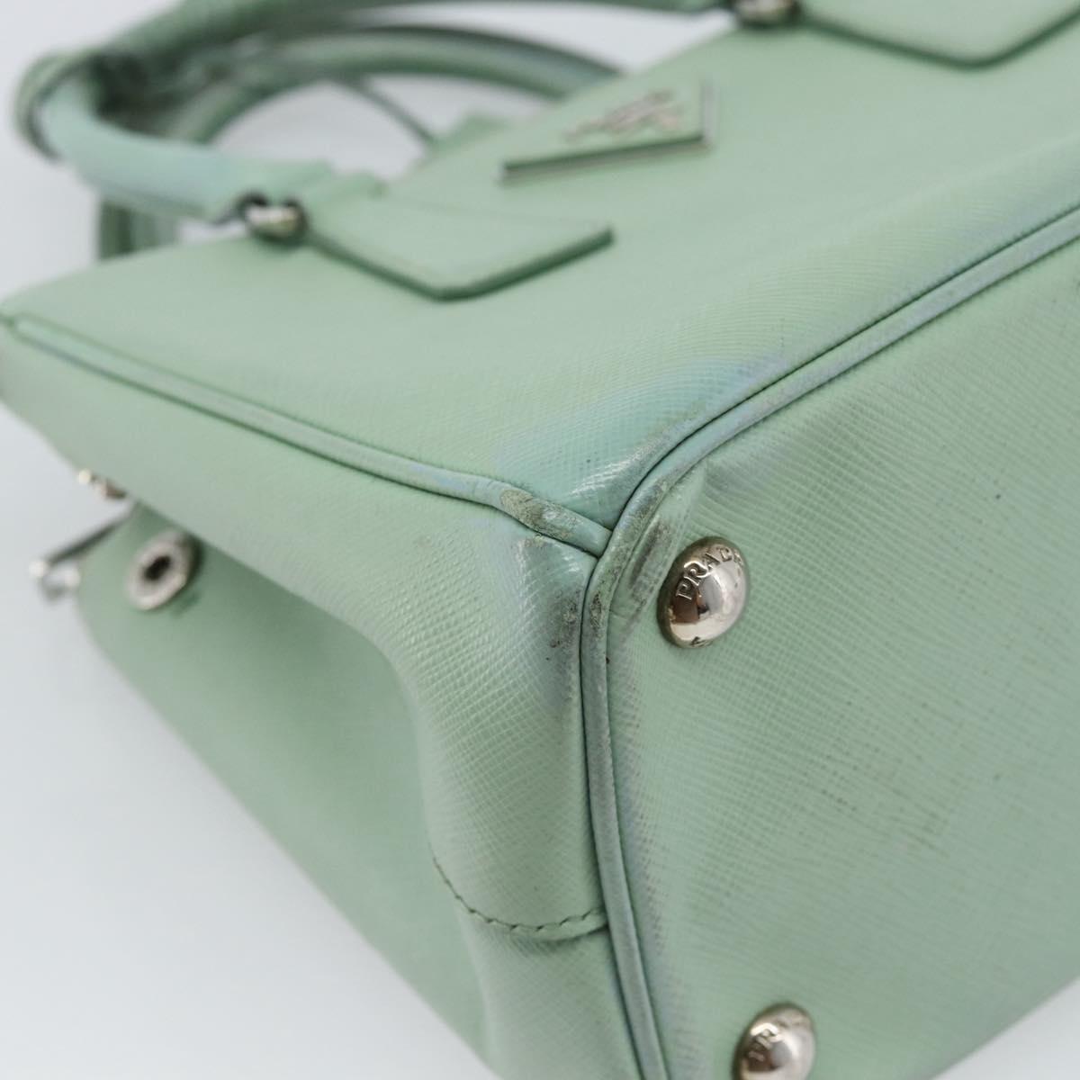 PRADA Galleria Hand Bag Safiano leather 2way LIme Green Silver Auth 184301A