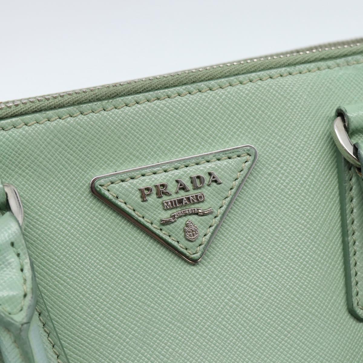 PRADA Galleria Hand Bag Safiano leather 2way LIme Green Silver Auth 184301A