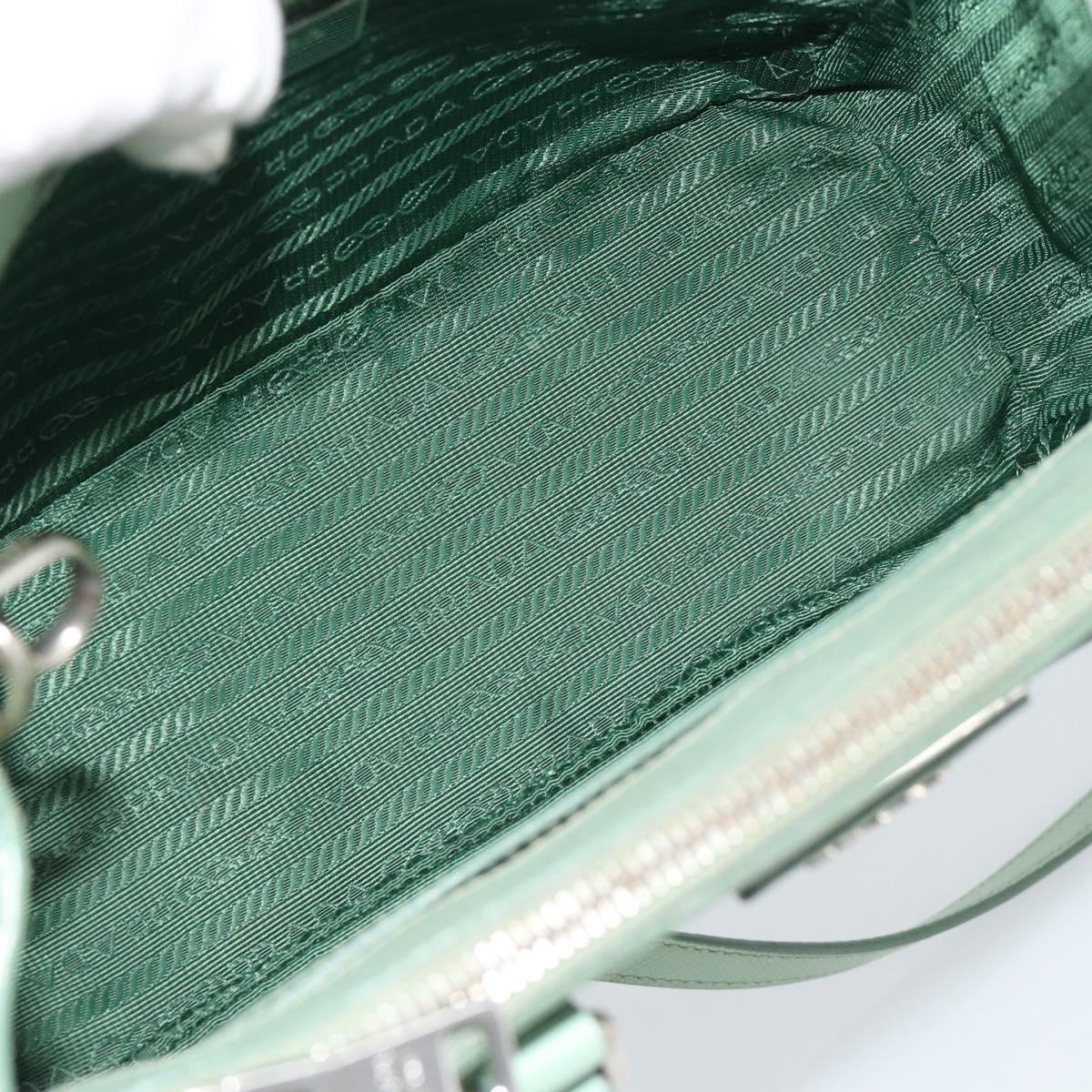 PRADA Galleria Hand Bag Safiano leather 2way LIme Green Silver Auth 184301A
