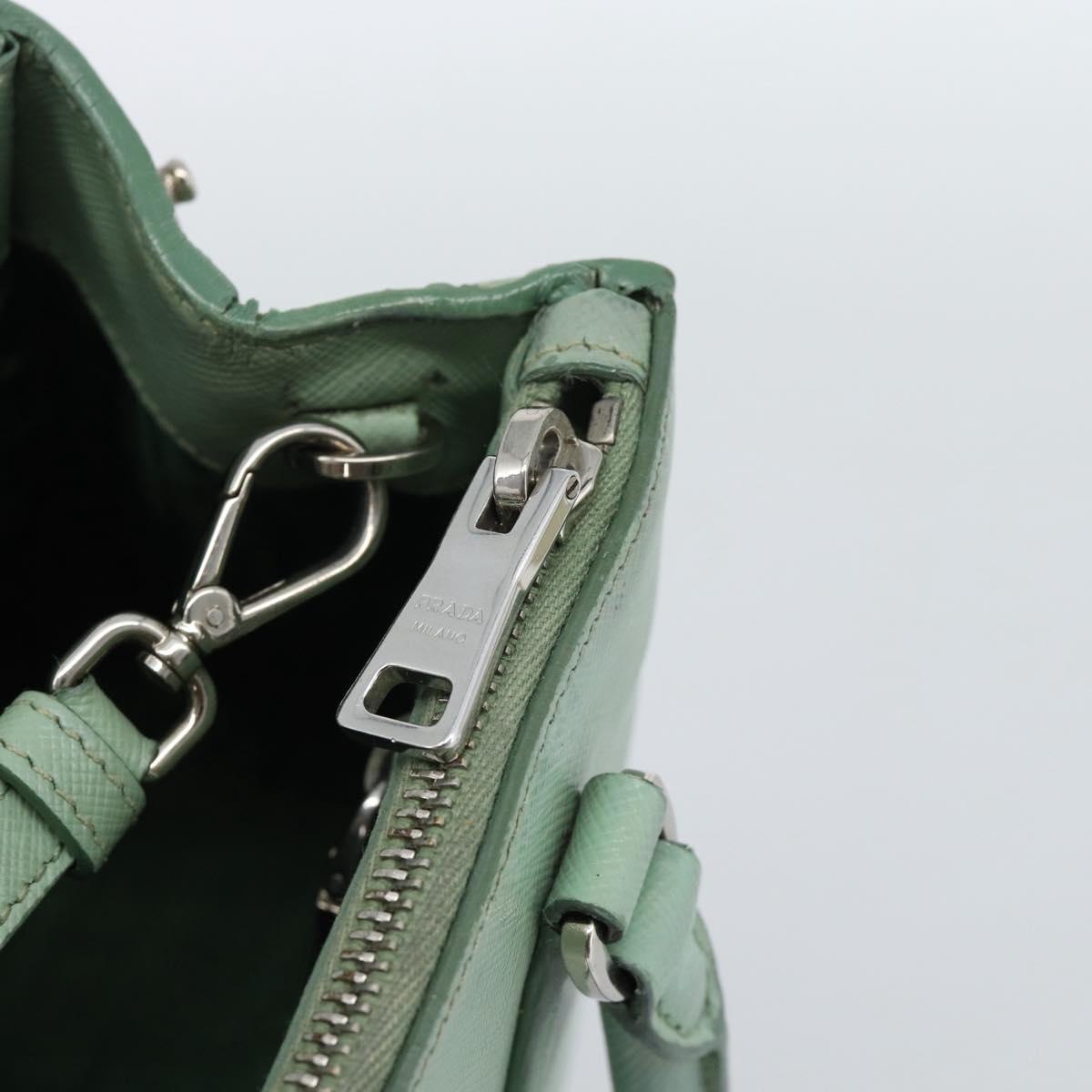 PRADA Galleria Hand Bag Safiano leather 2way LIme Green Silver Auth 184301A