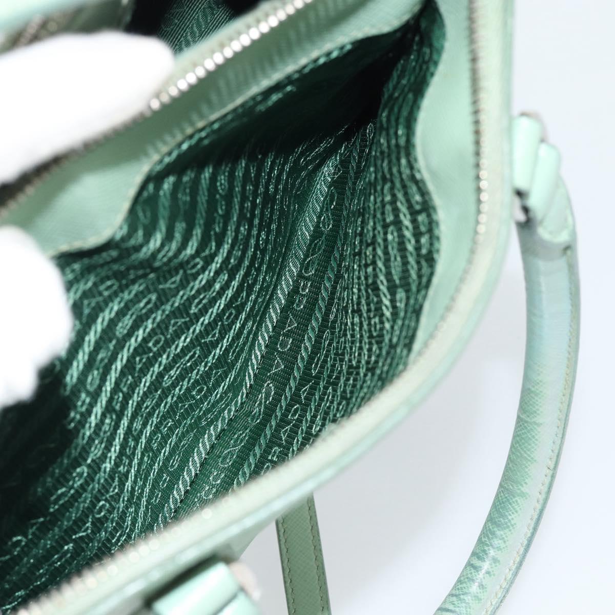 PRADA Galleria Hand Bag Safiano leather 2way LIme Green Silver Auth 184301A