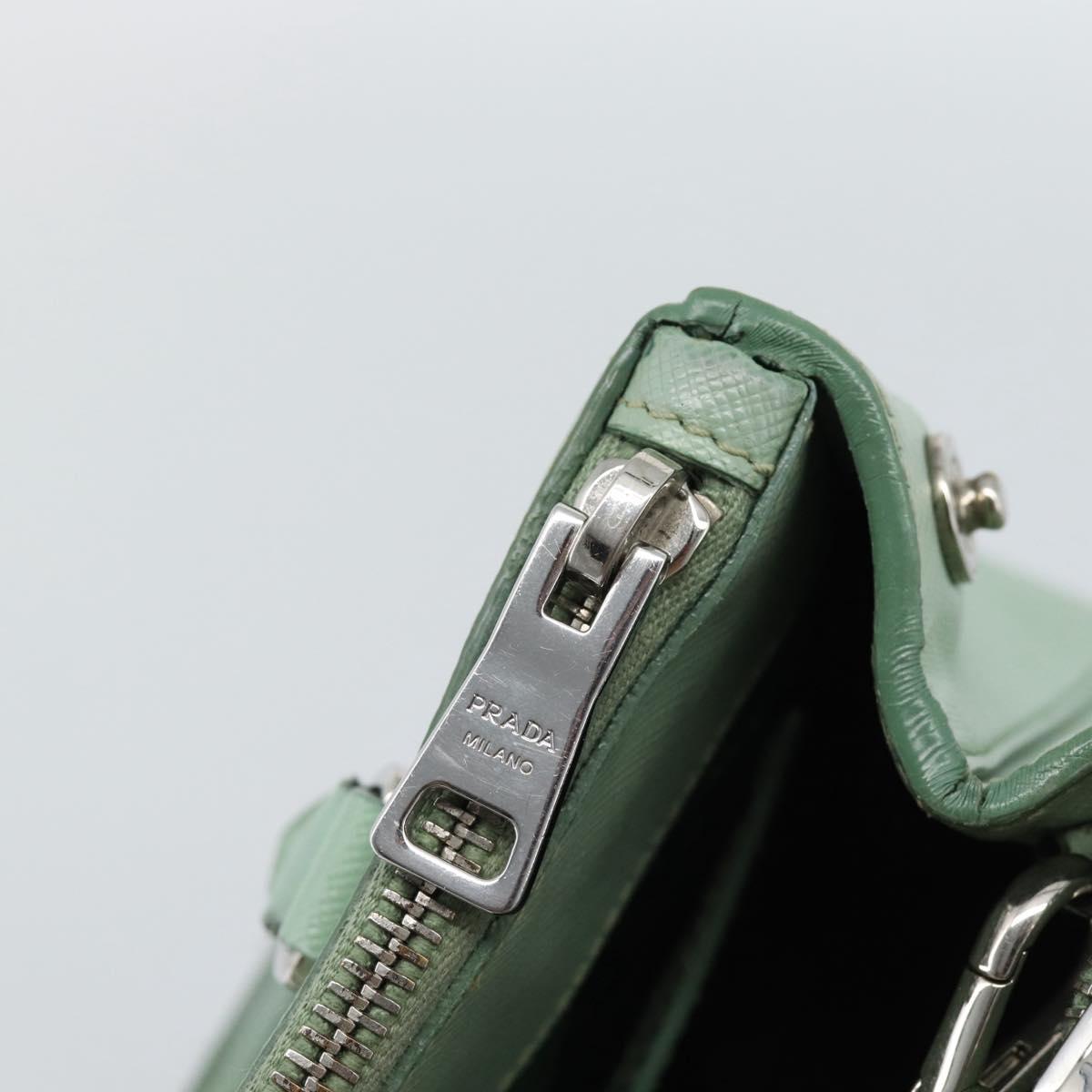 PRADA Galleria Hand Bag Safiano leather 2way LIme Green Silver Auth 184301A