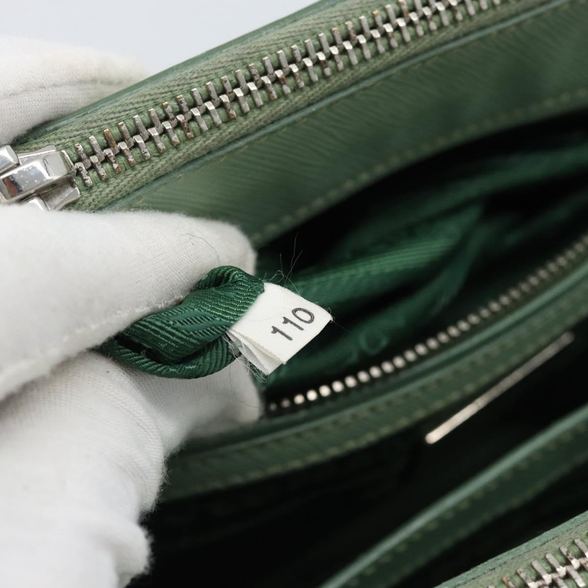 PRADA Galleria Hand Bag Safiano leather 2way LIme Green Silver Auth 184301A
