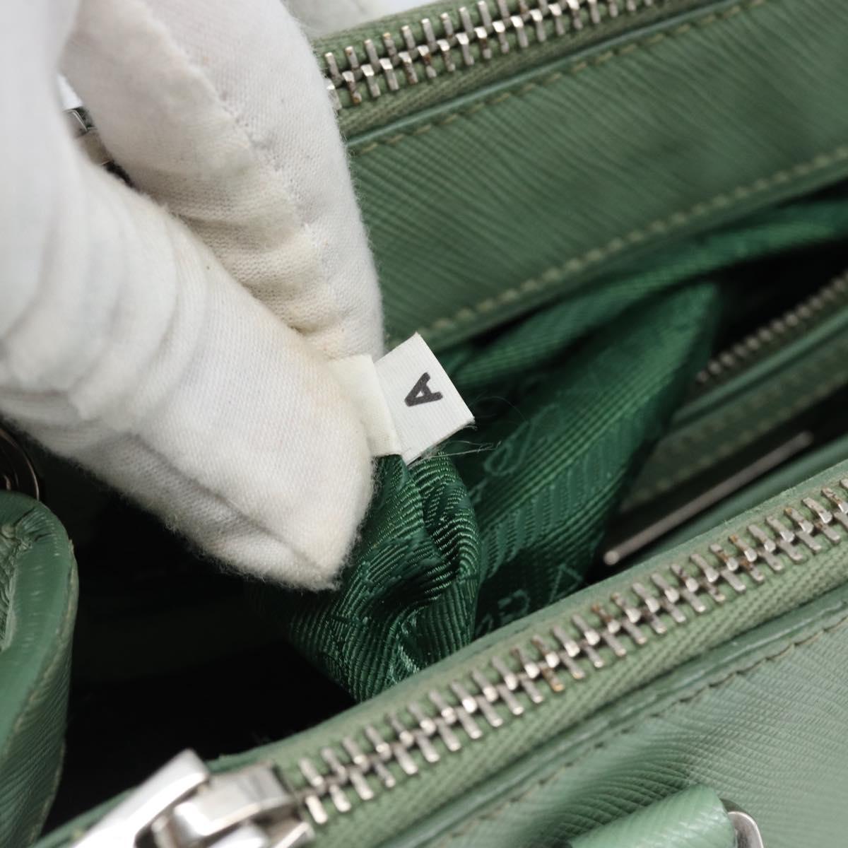 PRADA Galleria Hand Bag Safiano leather 2way LIme Green Silver Auth 184301A