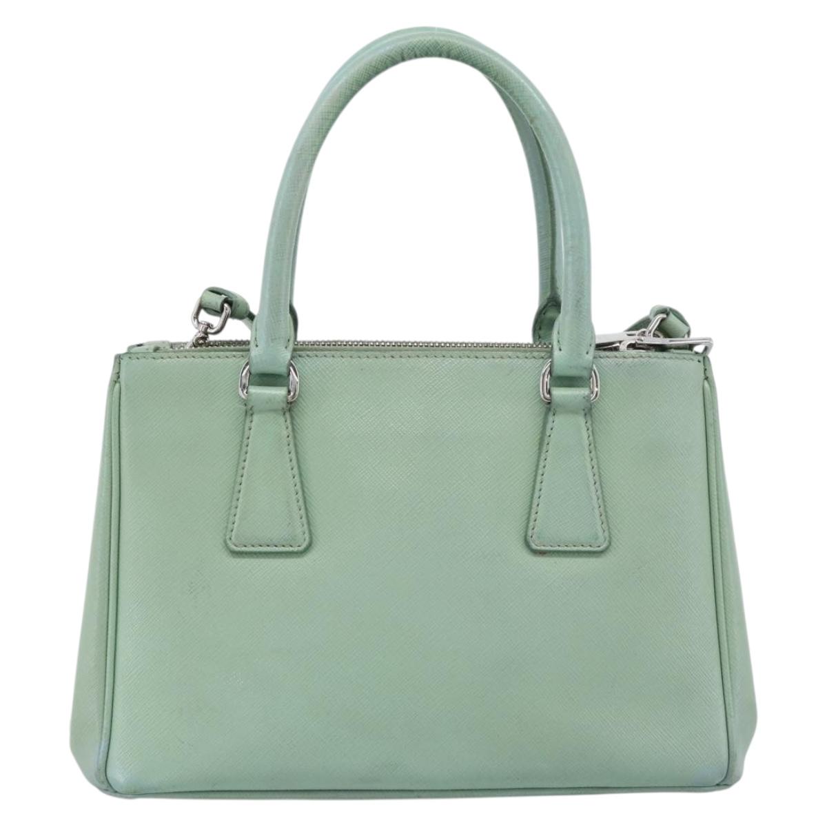 PRADA Galleria Hand Bag Safiano leather 2way LIme Green Silver Auth 184301A