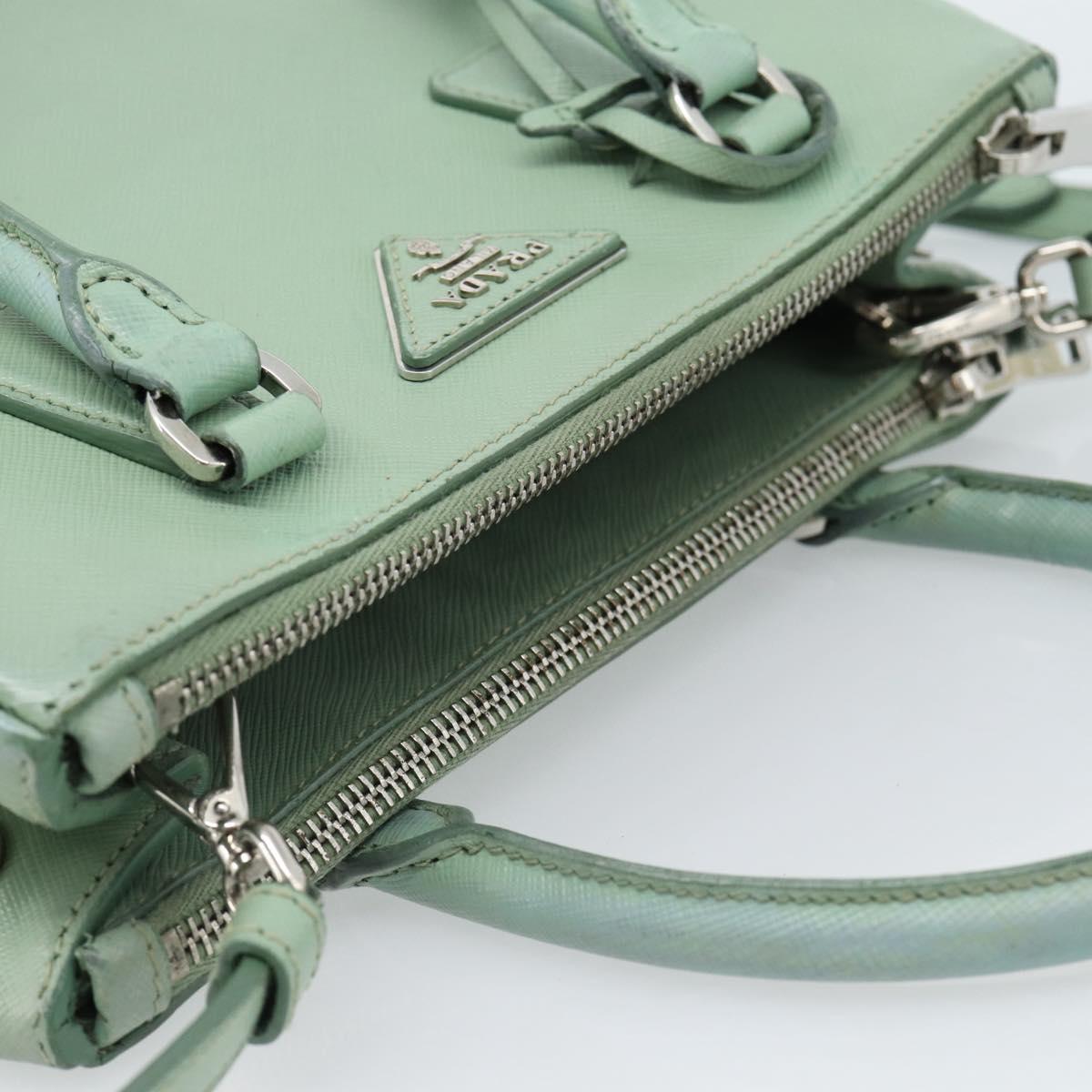 PRADA Galleria Hand Bag Safiano leather 2way LIme Green Silver Auth 184301A