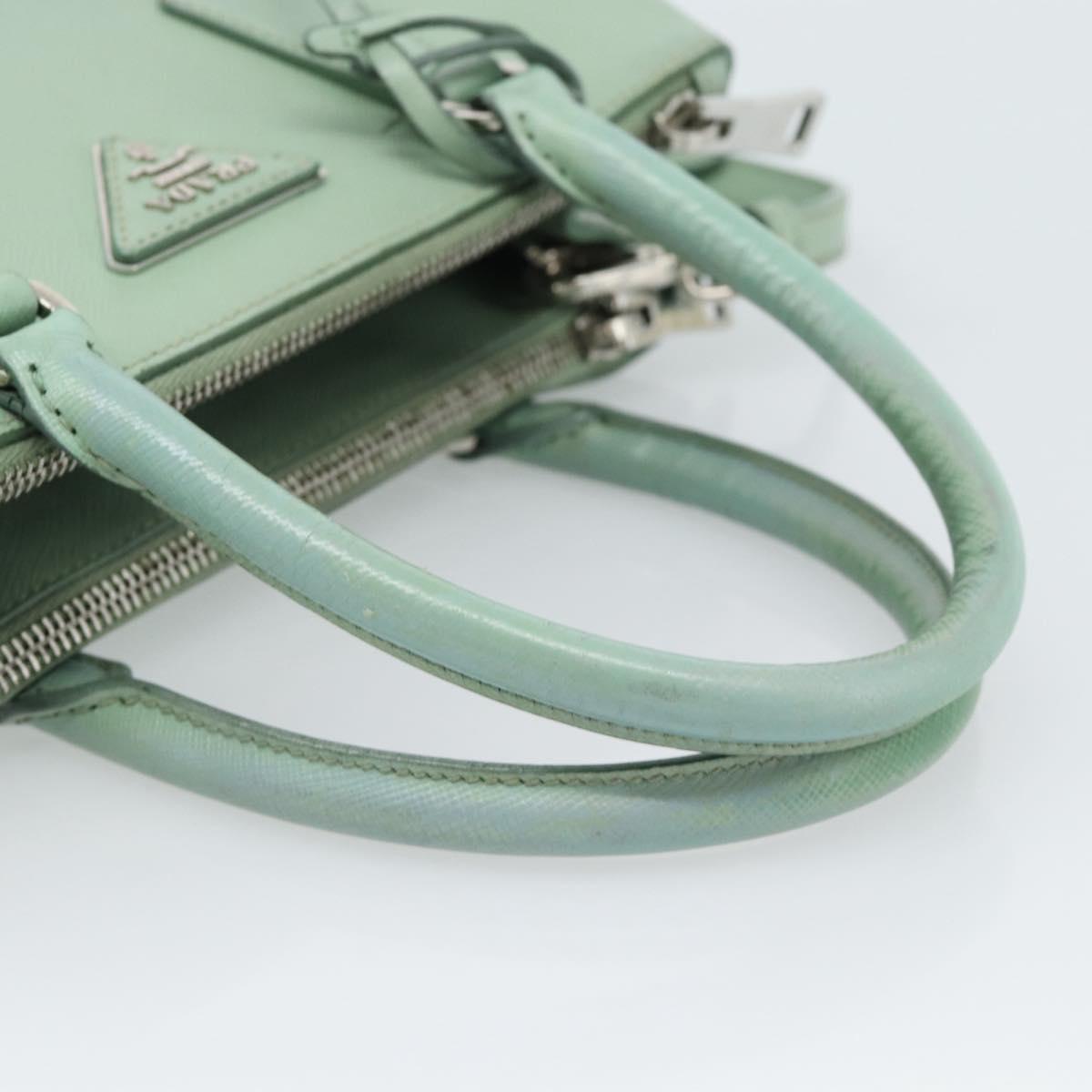 PRADA Galleria Hand Bag Safiano leather 2way LIme Green Silver Auth 184301A