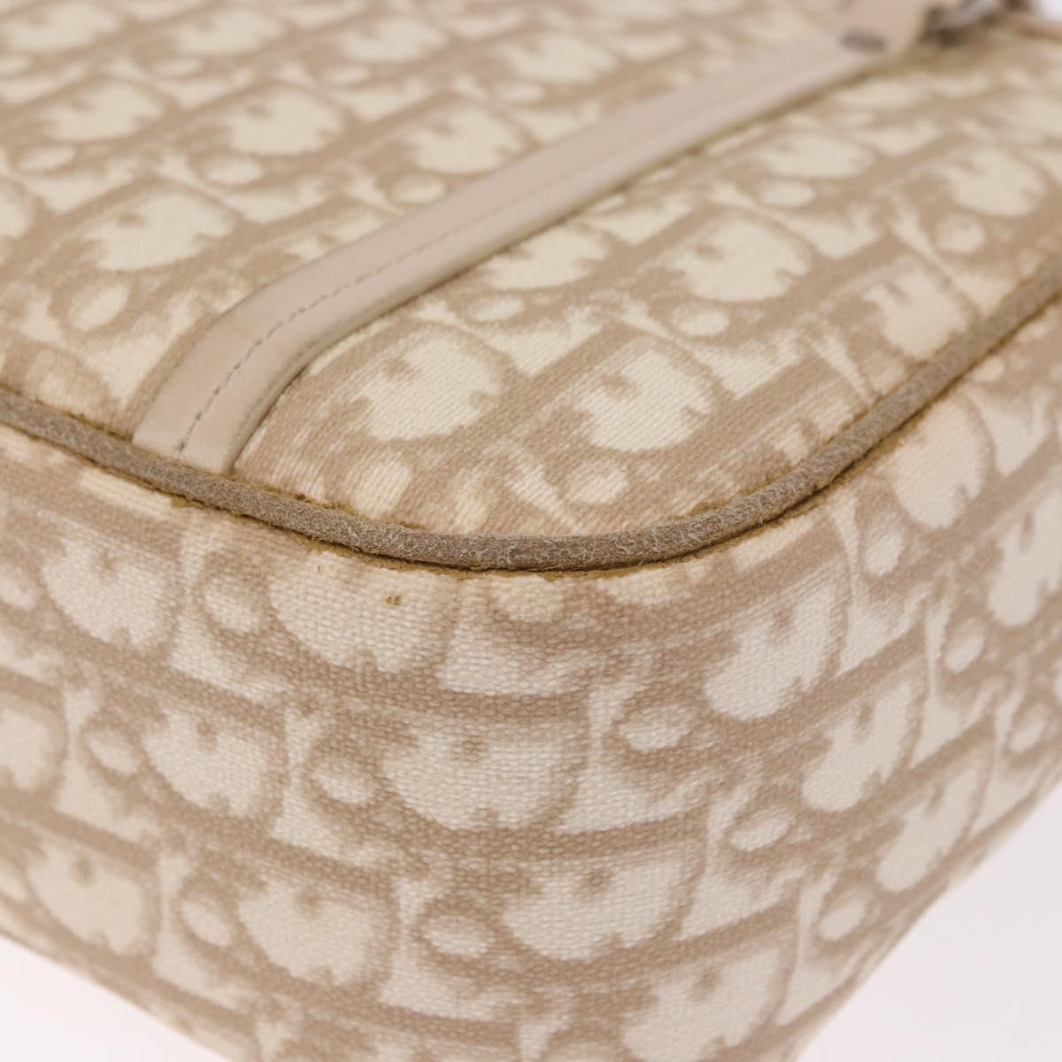 Christian Dior Trotter Canvas Romantic Hand Bag PVC Beige Silver Auth 184305A