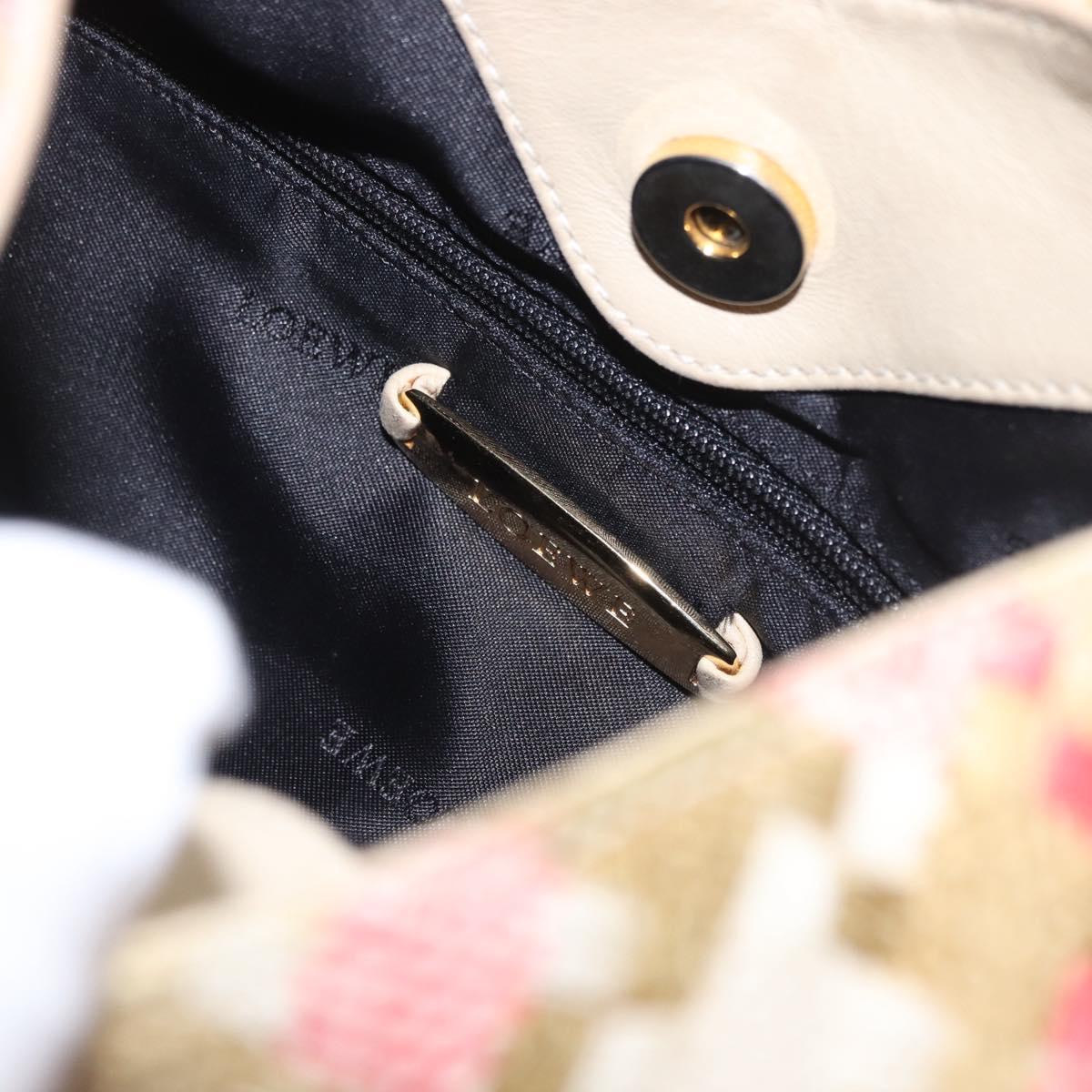 LOEWE Shoulder Bag cotton Beige Gold Auth 184313A