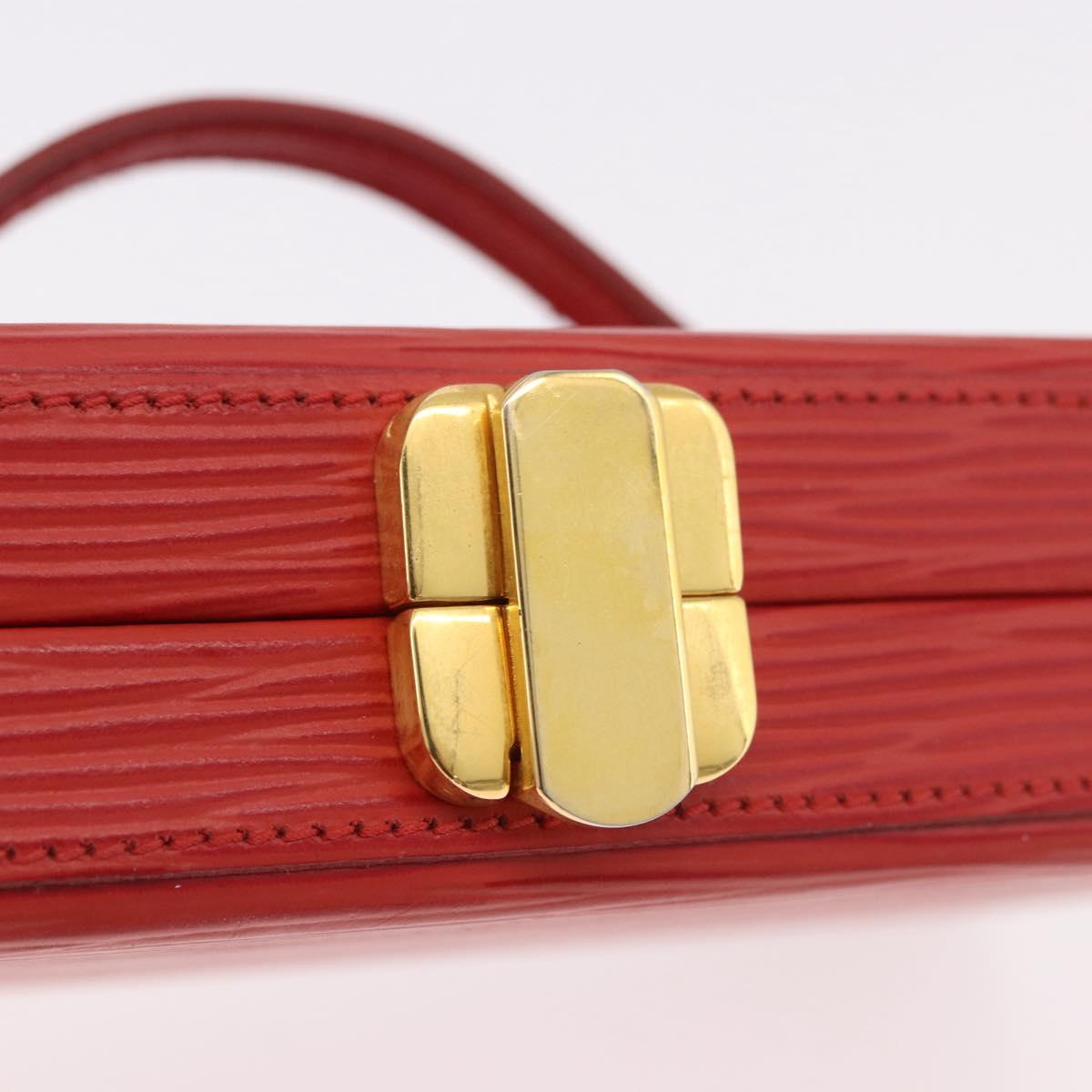 FENDI Vanity Hand Bag Leather Red Gold Auth 184315A