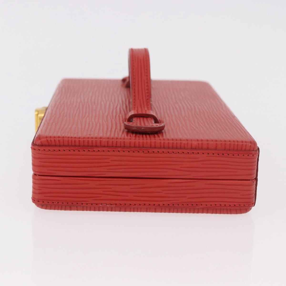 FENDI Vanity Hand Bag Leather Red Gold Auth 184315A