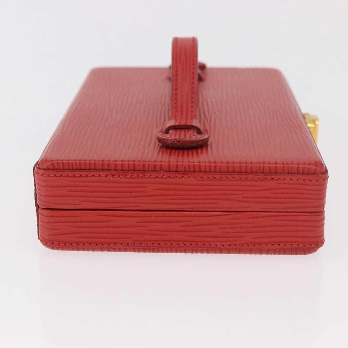 FENDI Vanity Hand Bag Leather Red Gold Auth 184315A