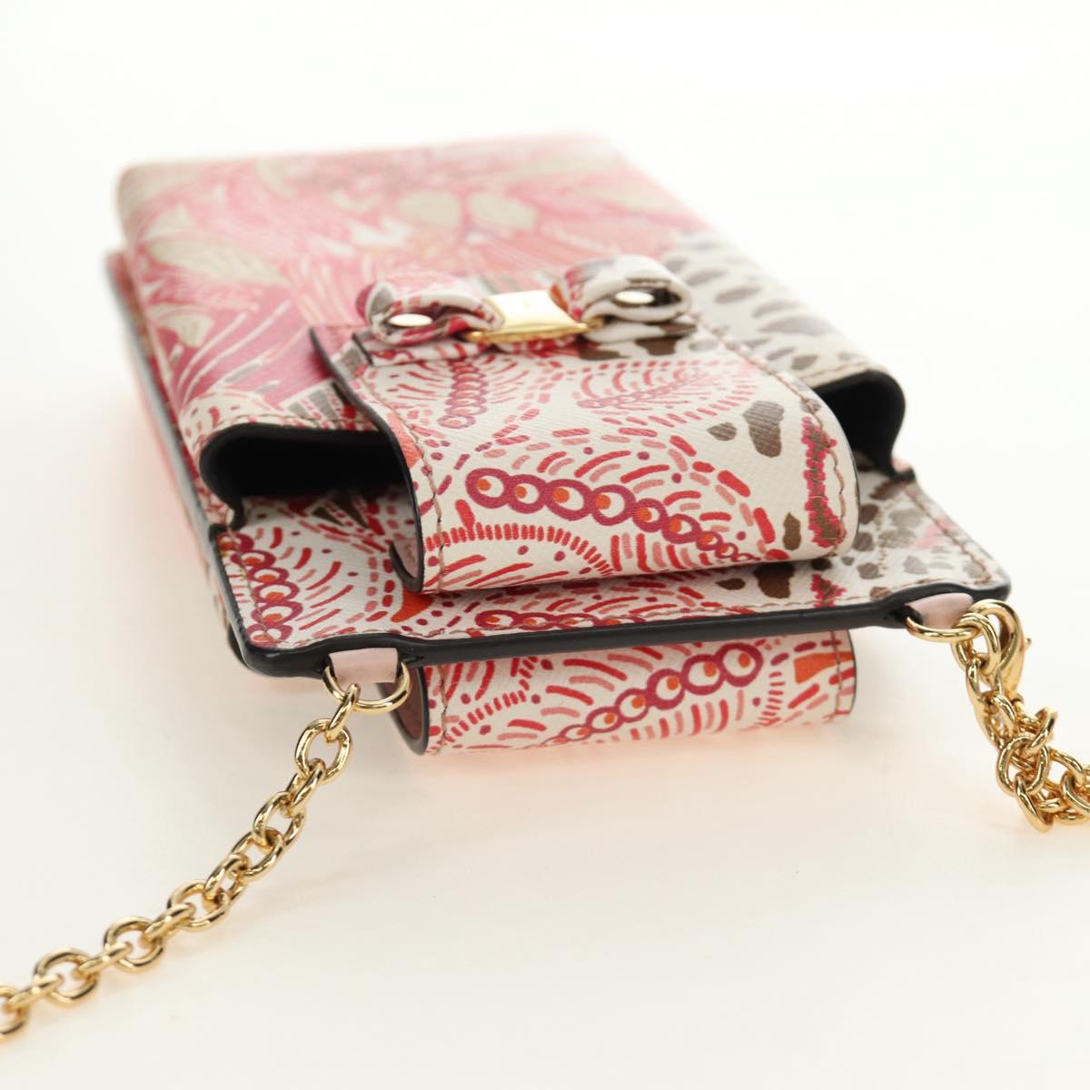 Salvatore Ferragamo Chain Vala Pouch Leather Pink Gold Auth 184316M