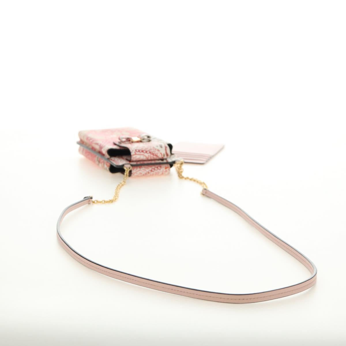 Salvatore Ferragamo Chain Vala Pouch Leather Pink Gold Auth 184316M
