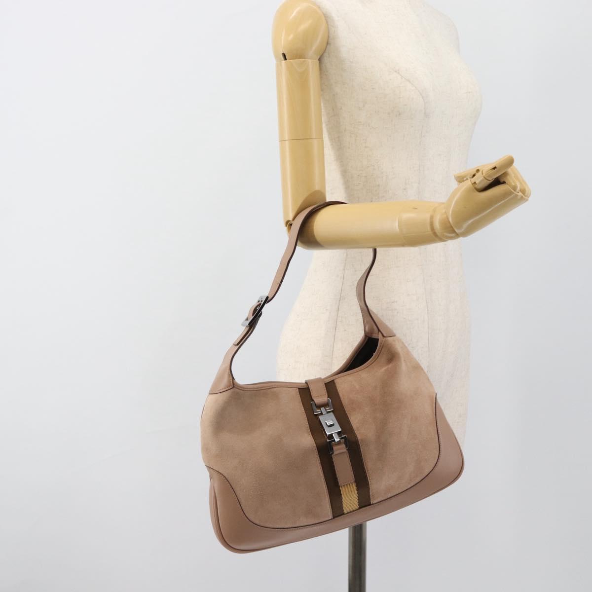 GUCCI Sherry Line Jackie Shoulder Bag Suede Pink Silver 001 3306 Auth 184319V
