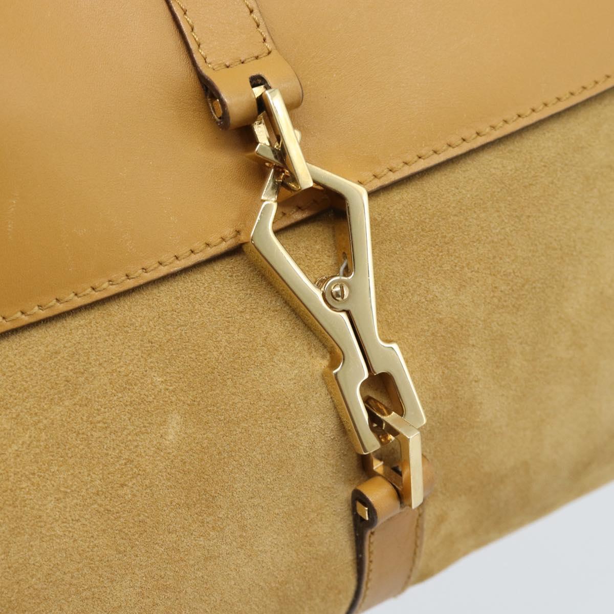 GUCCI Bamboo Jackie Shoulder Bag Suede Beige Gold 001 4096 Auth 184325V