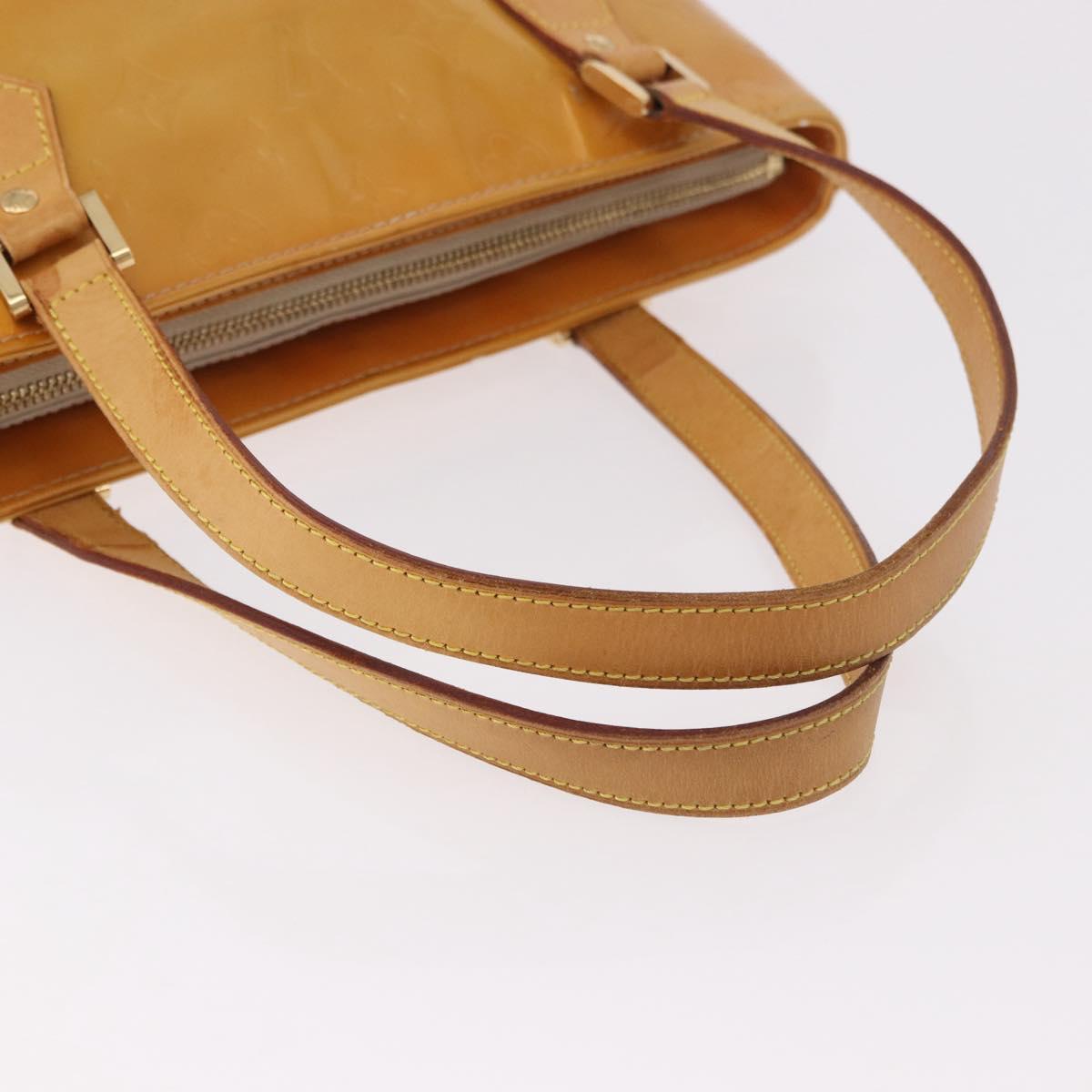 LOUIS VUITTON Monogram Vernis Houston Hand Bag Beige M91004 LV Auth 184328