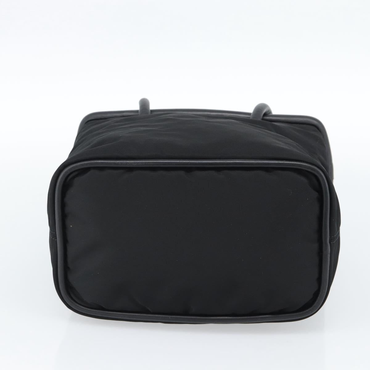 CELINE Circle Hand Bag Nylon Black Gold Auth 184330