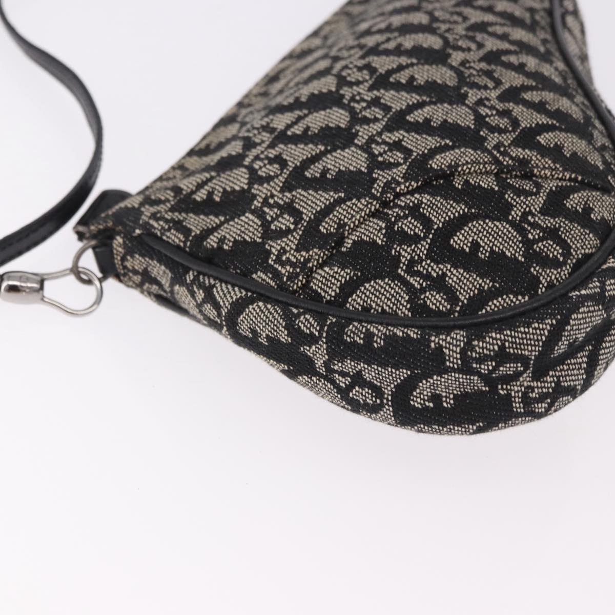 Christian Dior Trotter Canvas Saddle Accessory Pouch Navy Silver Auth 184338V