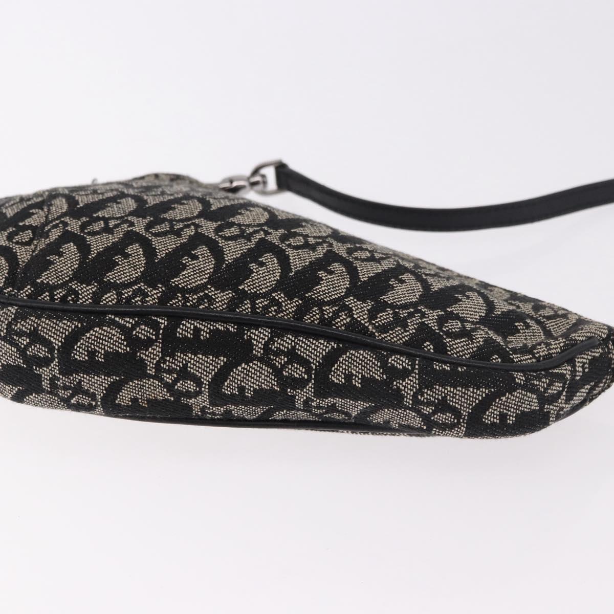 Christian Dior Trotter Canvas Saddle Accessory Pouch Navy Silver Auth 184338V