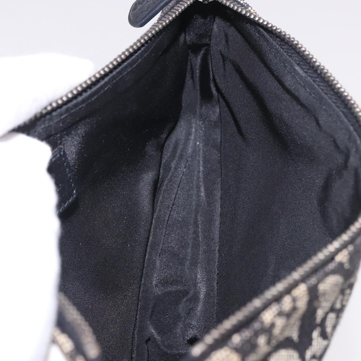 Christian Dior Trotter Canvas Saddle Accessory Pouch Navy Silver Auth 184338V