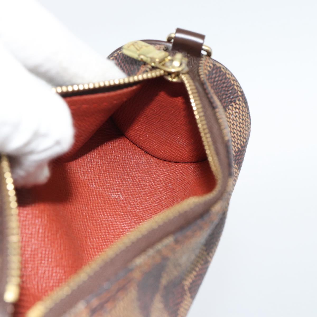 LOUIS VUITTON Damier Ebene Papillon Pouch LV Auth 184346