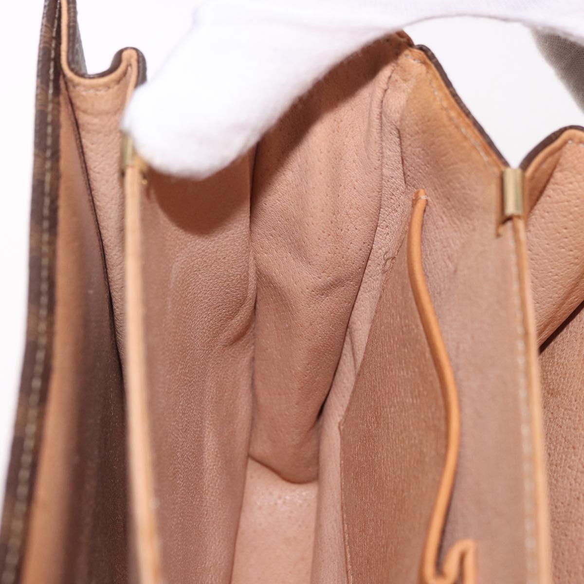 CELINE Macadam Canvas Horse Carriage Bag PVC Leather Brown Gold Auth 184354A