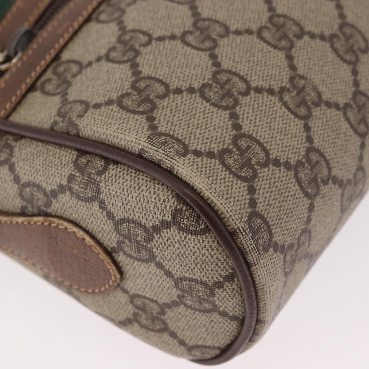 GUCCI GG Supreme Web Sherry Line Bag PVC Beige Gold 001 115 6655 Auth 184355
