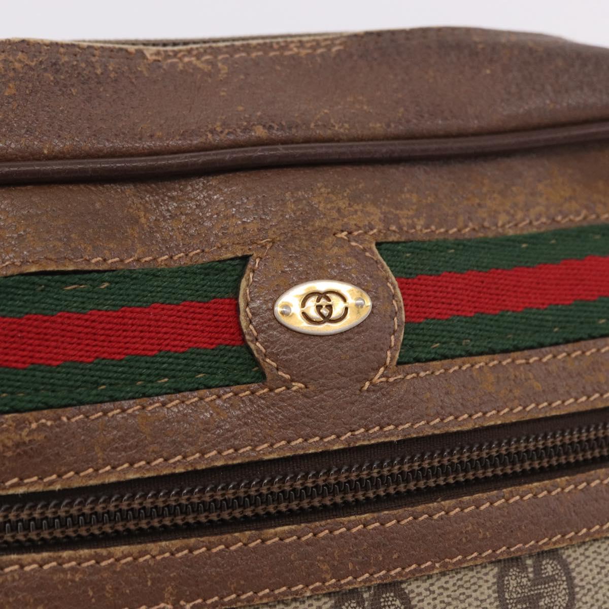 GUCCI GG Supreme Web Sherry Line Bag PVC Beige Gold 001 115 6655 Auth 184355