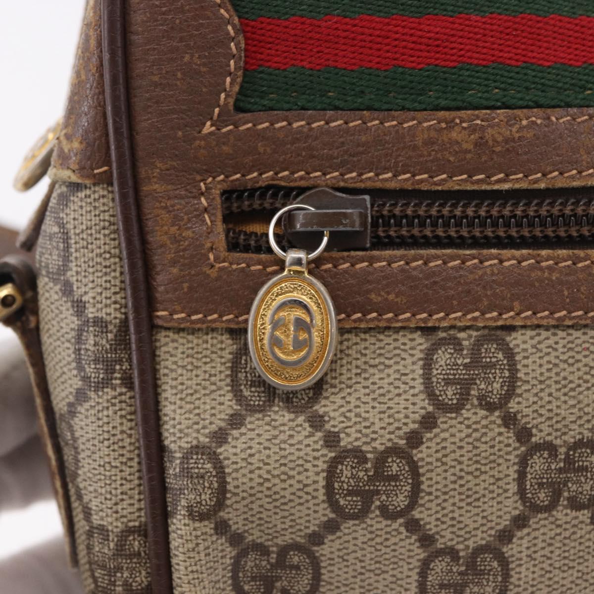 GUCCI GG Supreme Web Sherry Line Bag PVC Beige Gold 001 115 6655 Auth 184355