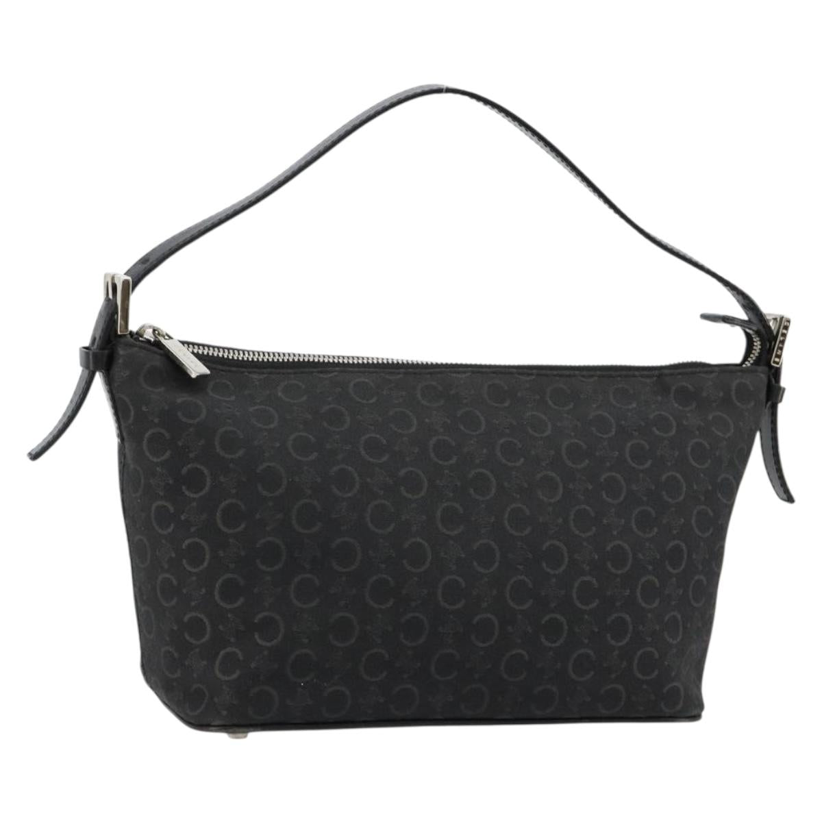 CELINE C Sulky Shoulder Bag Canvas Black Silver Auth 184359A