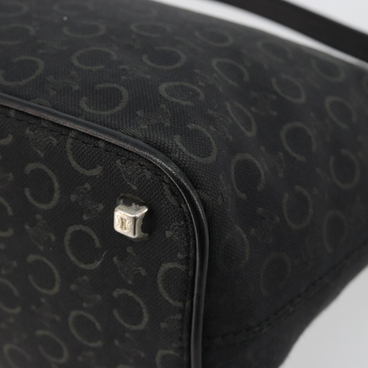 CELINE C Sulky Shoulder Bag Canvas Black Silver Auth 184359A