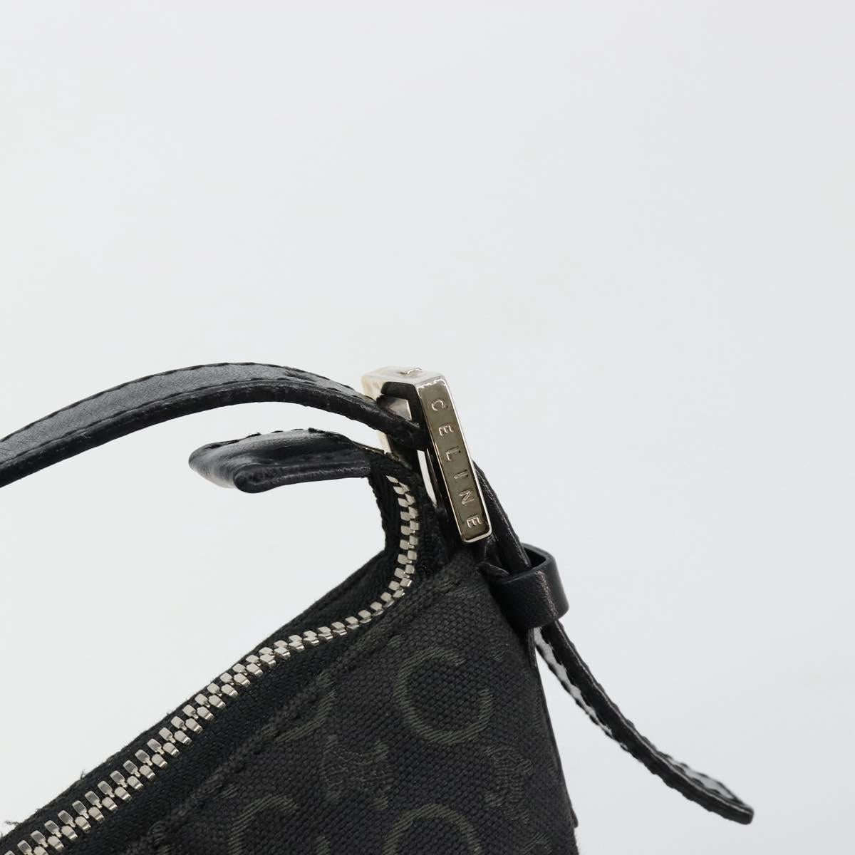 CELINE C Sulky Shoulder Bag Canvas Black Silver Auth 184359A