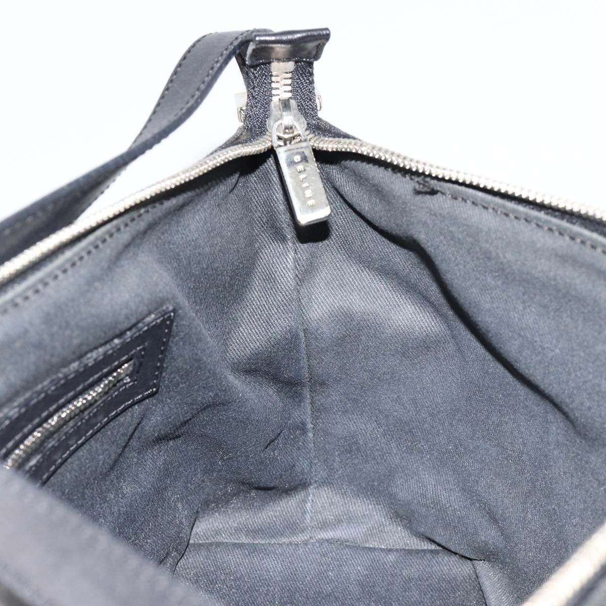 CELINE C Sulky Shoulder Bag Canvas Black Silver Auth 184359A