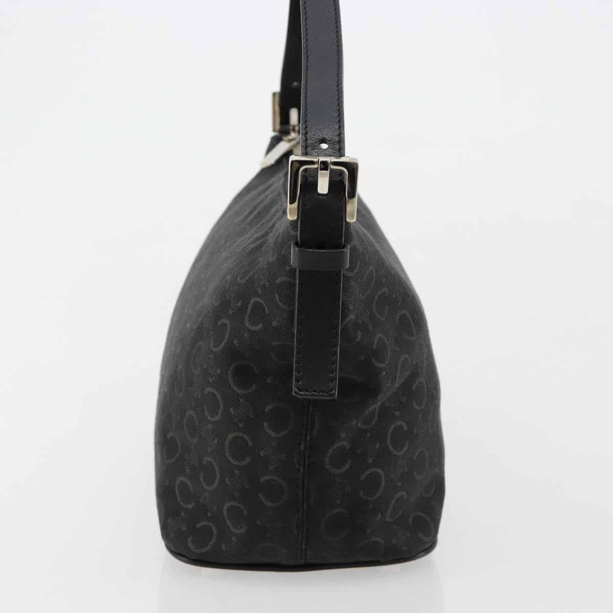 CELINE C Sulky Shoulder Bag Canvas Black Silver Auth 184359A