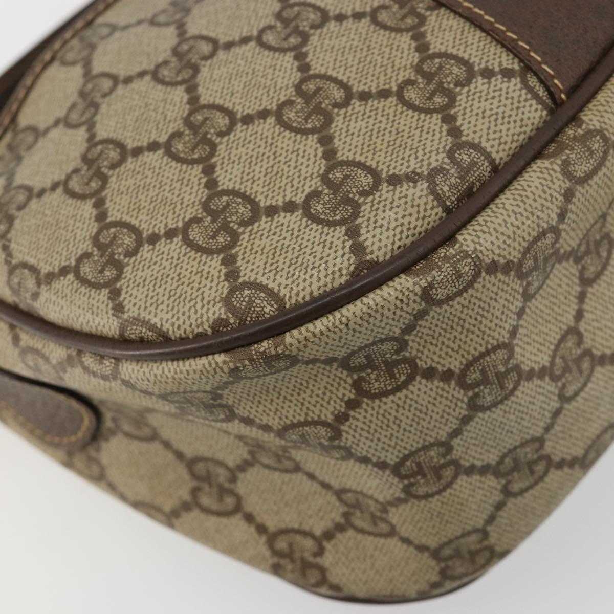 GUCCI GG Supreme Web Sherry Line Bag PVC Beige Gold 001 754 6177 Auth 184360A