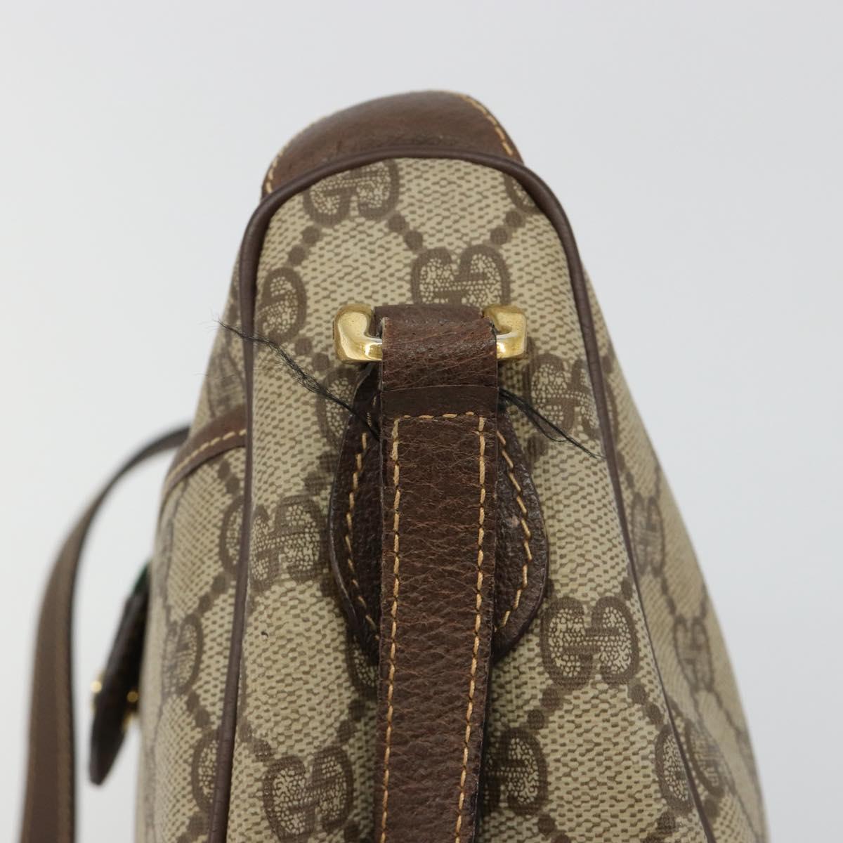 GUCCI GG Supreme Web Sherry Line Bag PVC Beige Gold 001 754 6177 Auth 184360A