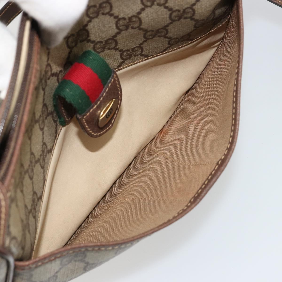GUCCI GG Supreme Web Sherry Line Bag PVC Beige Gold 001 754 6177 Auth 184360A