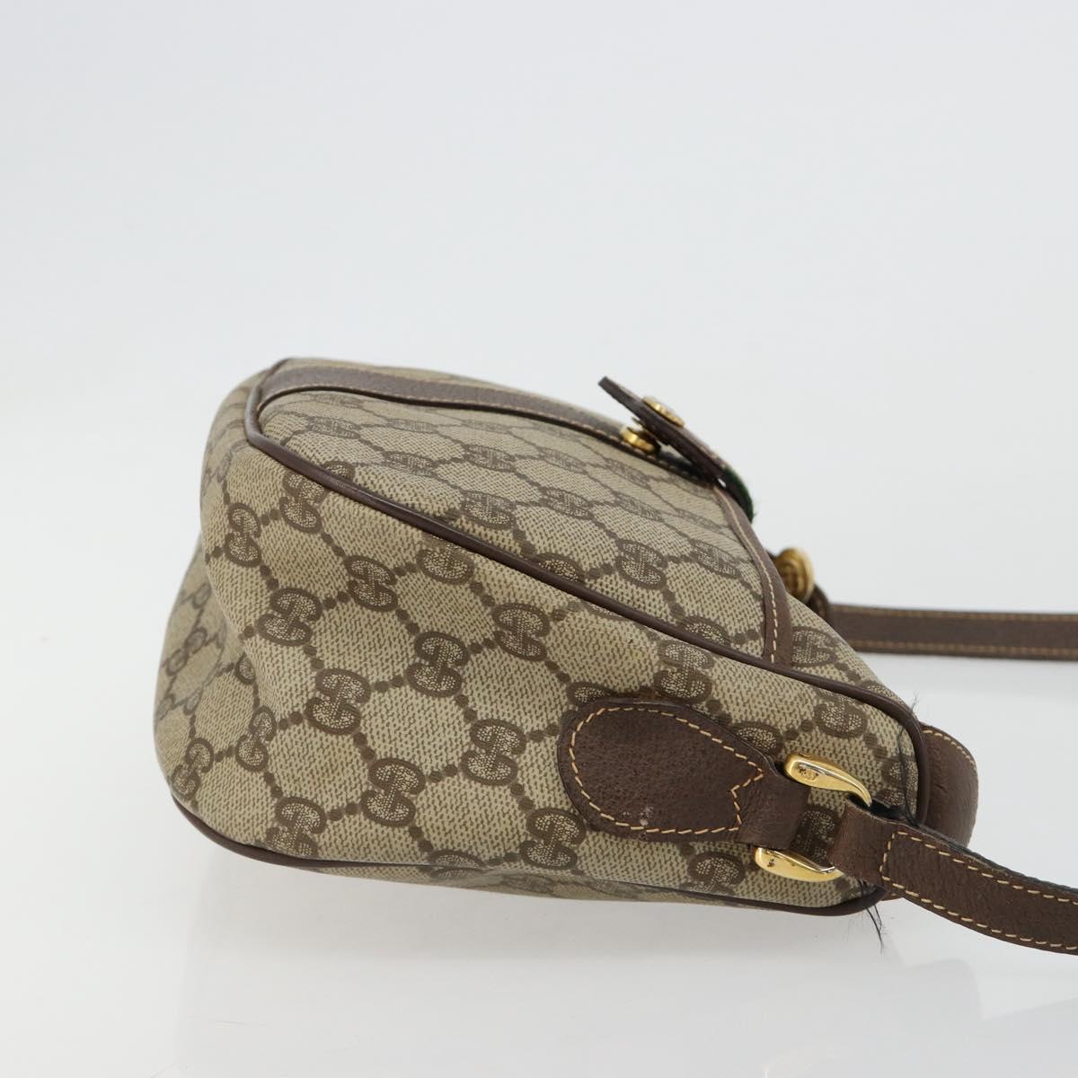 GUCCI GG Supreme Web Sherry Line Bag PVC Beige Gold 001 754 6177 Auth 184360A
