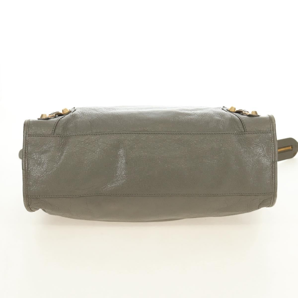 BALENCIAGA The Giant City Hand Bag Leather 2way Gray Gold 281770 Auth 184362M