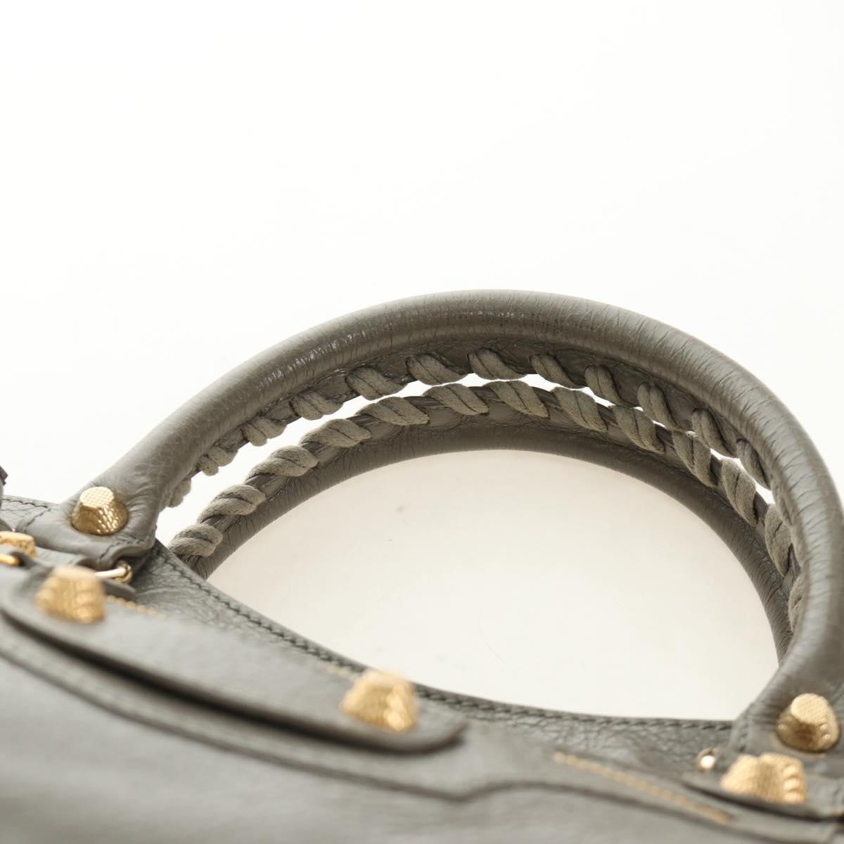 BALENCIAGA The Giant City Hand Bag Leather 2way Gray Gold 281770 Auth 184362M