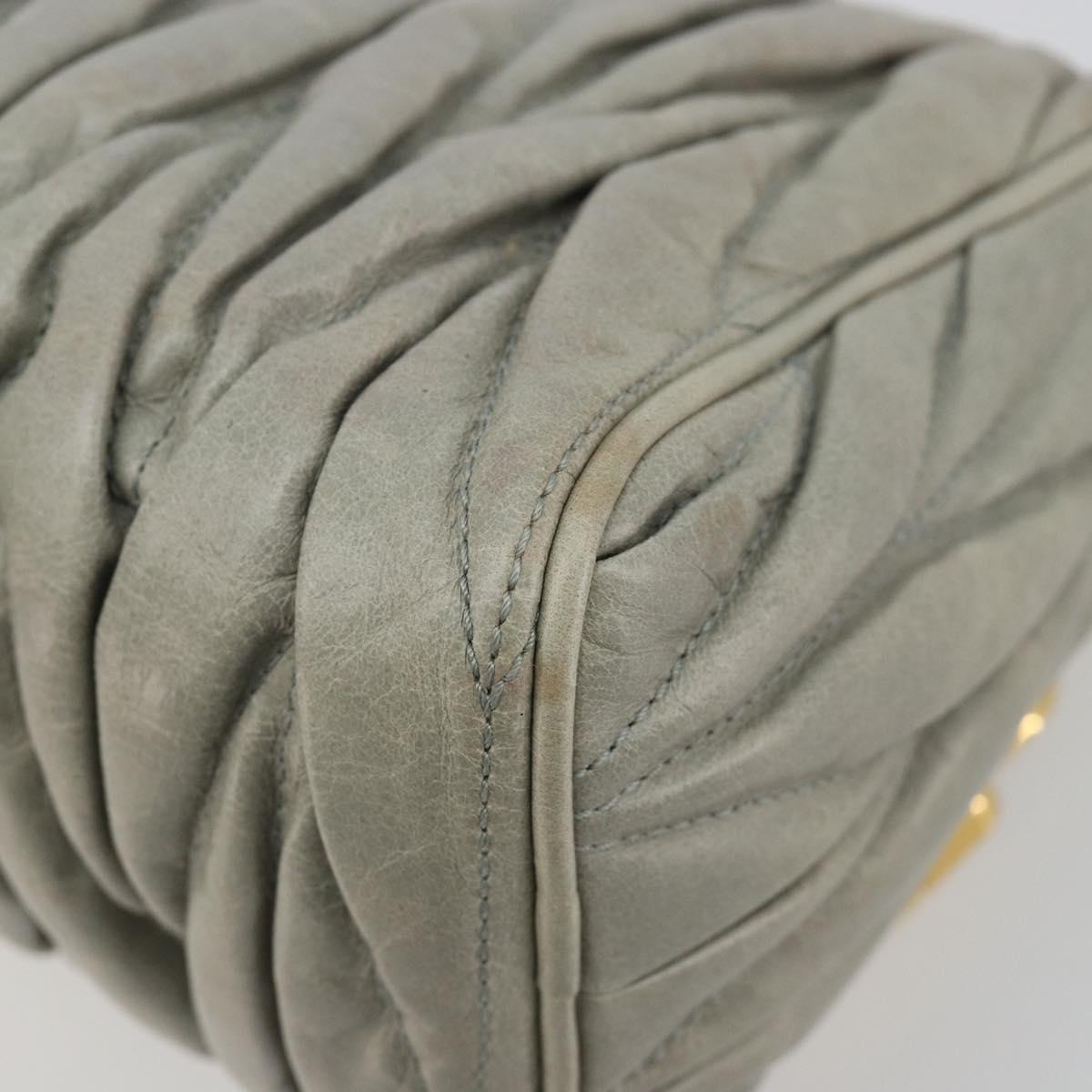 Miu Miu Matelasse Accessory Pouch Leather Gray Gold Auth 184365M
