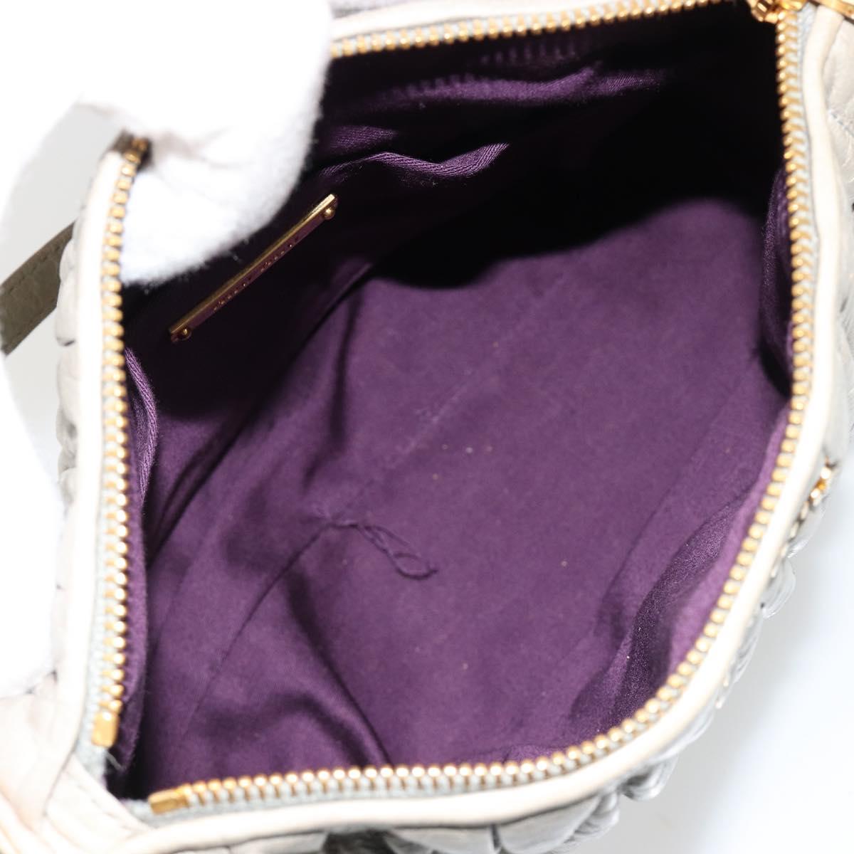 Miu Miu Matelasse Accessory Pouch Leather Gray Gold Auth 184365M