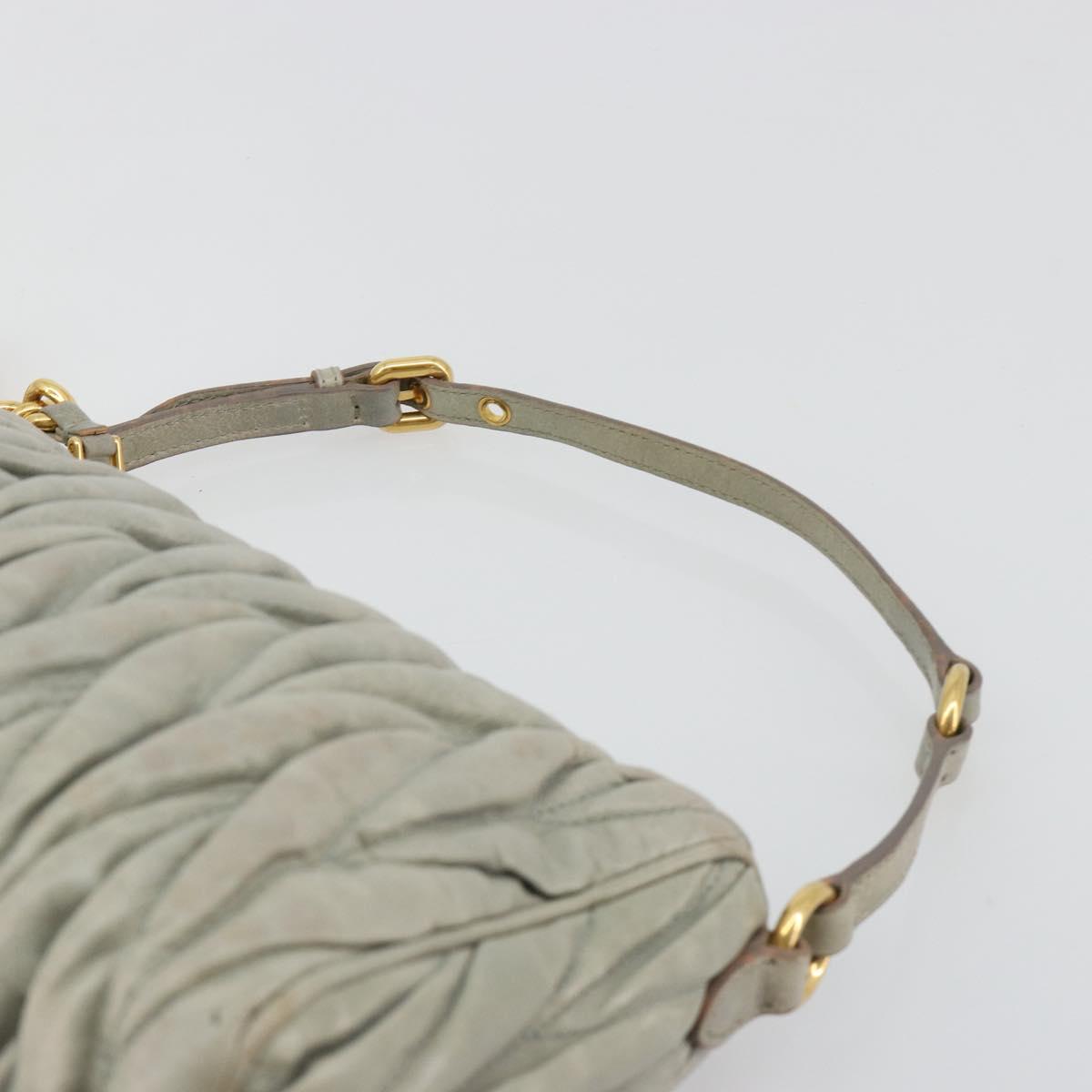 Miu Miu Matelasse Accessory Pouch Leather Gray Gold Auth 184365M