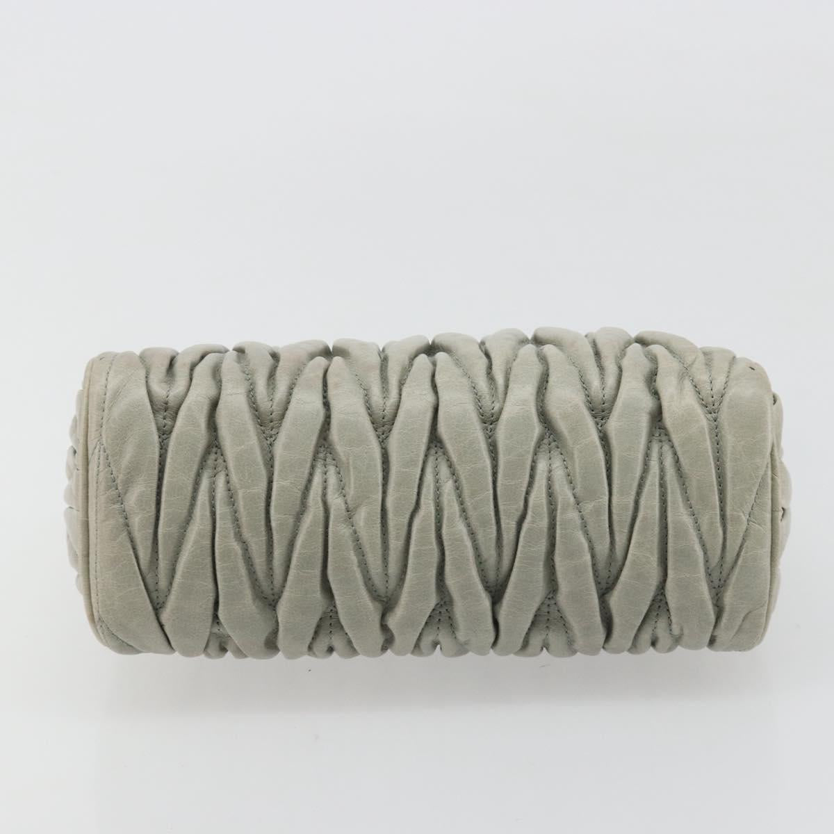 Miu Miu Matelasse Accessory Pouch Leather Gray Gold Auth 184365M
