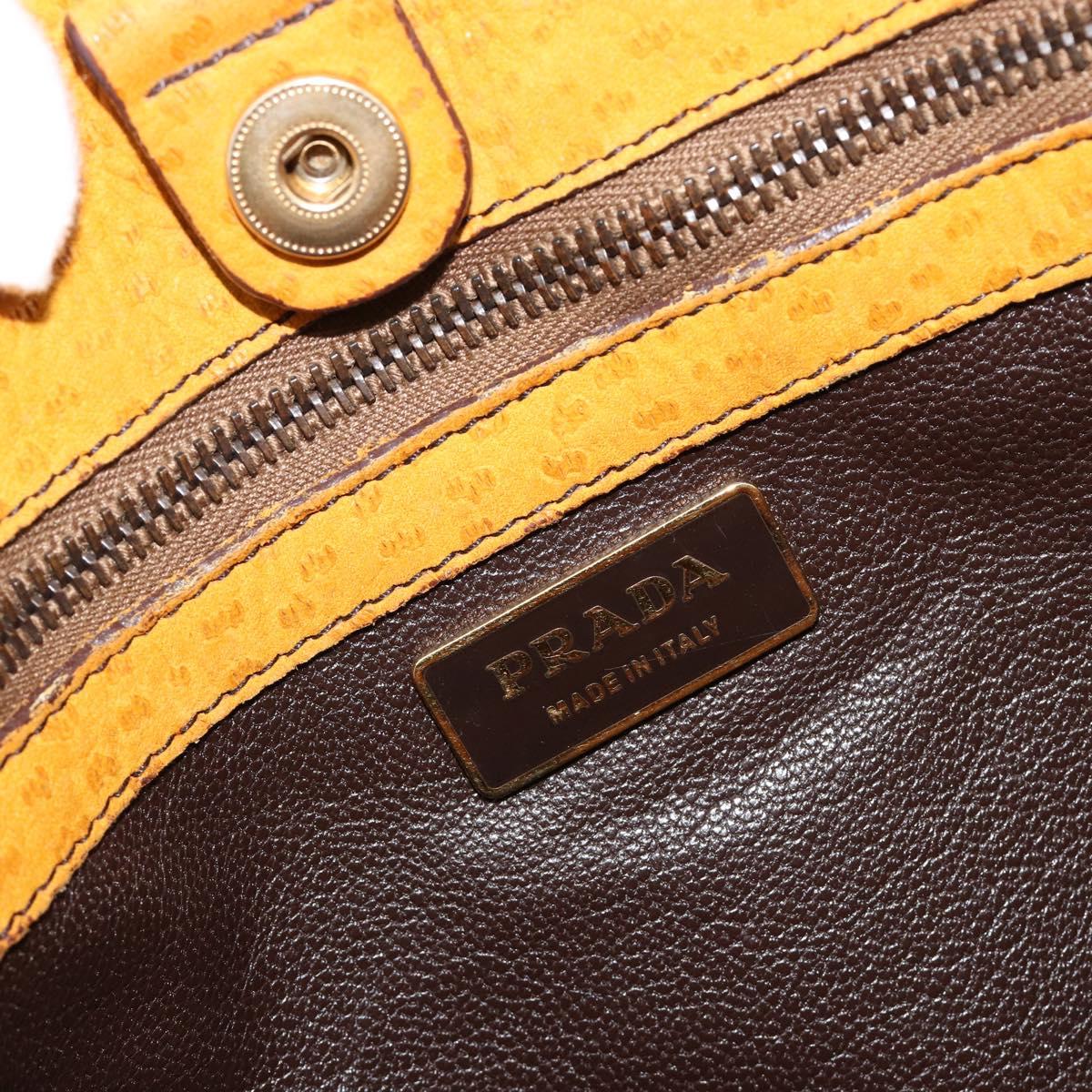 PRADA Hand Bag Canvas Beige Gold Auth 184366